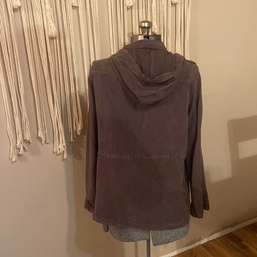 Dark dusty purple bomber jacket with hood - Picture 2 of 3